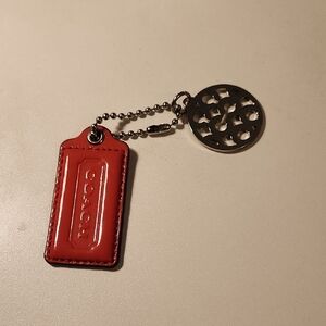 Coach Red Key Holder with Silver Charm